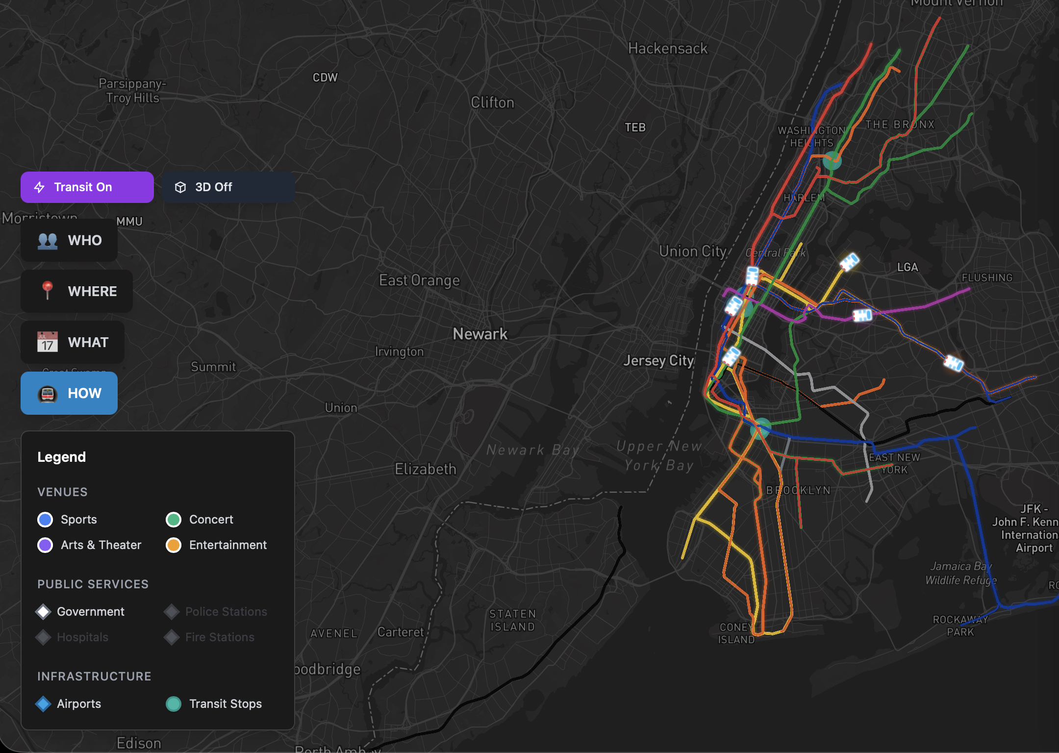 Priveo HOW layer showing transit routes and accessibility