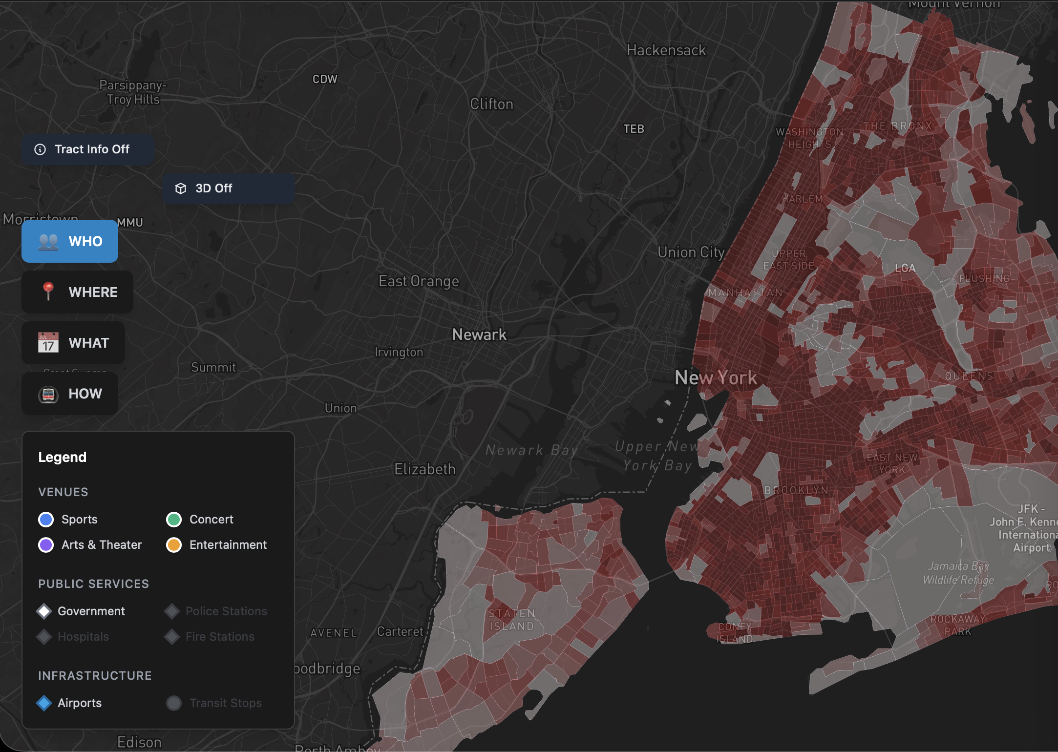 Priveo WHO layer showing census tract demographics on an interactive map